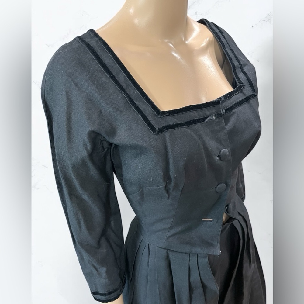 Addie Masters California Hollywood glam vintage 50s black cocktail dress-S - Picture 3 of 7